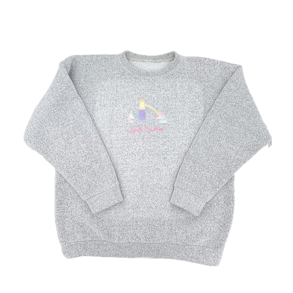 Vintage Retro Embroidered North Carolina Super Soft Grey Crewneck Sweatshirt